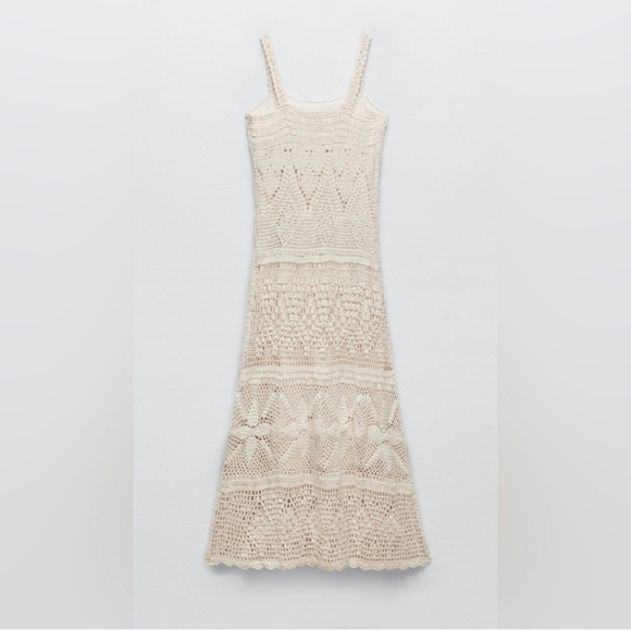 NWT ZARA SEQUIN CROCHET KNIT LONG DRESS - Picture 9 of 13